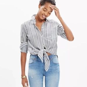 Madewell Tie Front Striped Shirt